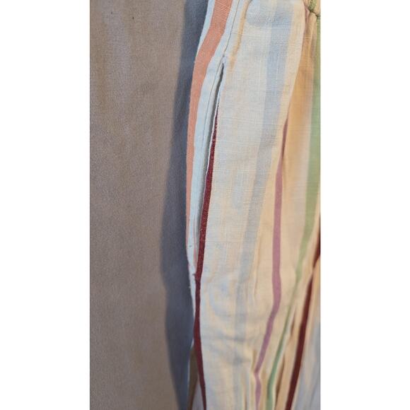 ModCloth Jumpsuit Womens Medium Stripe Pastel Linen Blend Button Front Wide Leg - Picture 9 of 10